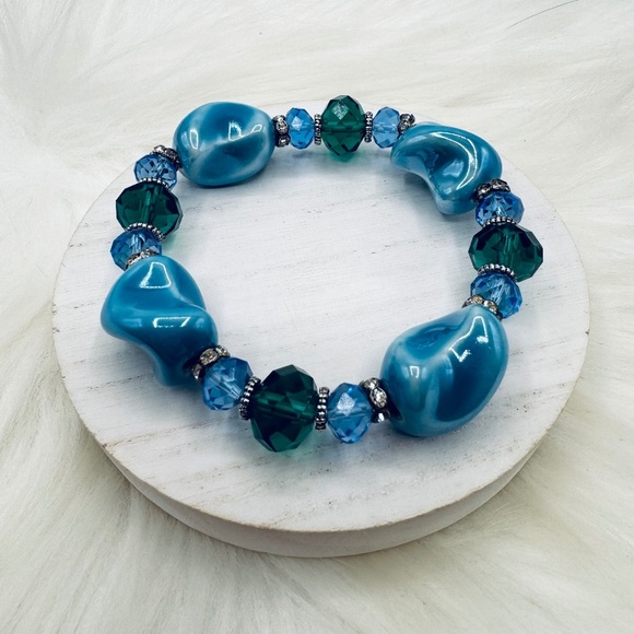 Colorful Beaded Glass Fashion Statement Stackable Bracelet Style 3 - Picture 1 of 5